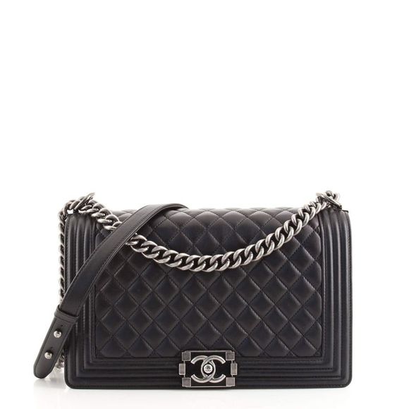 Chanel Handbags - Chanel Boy Flap Bag Quilted Calfskin New Medium Black